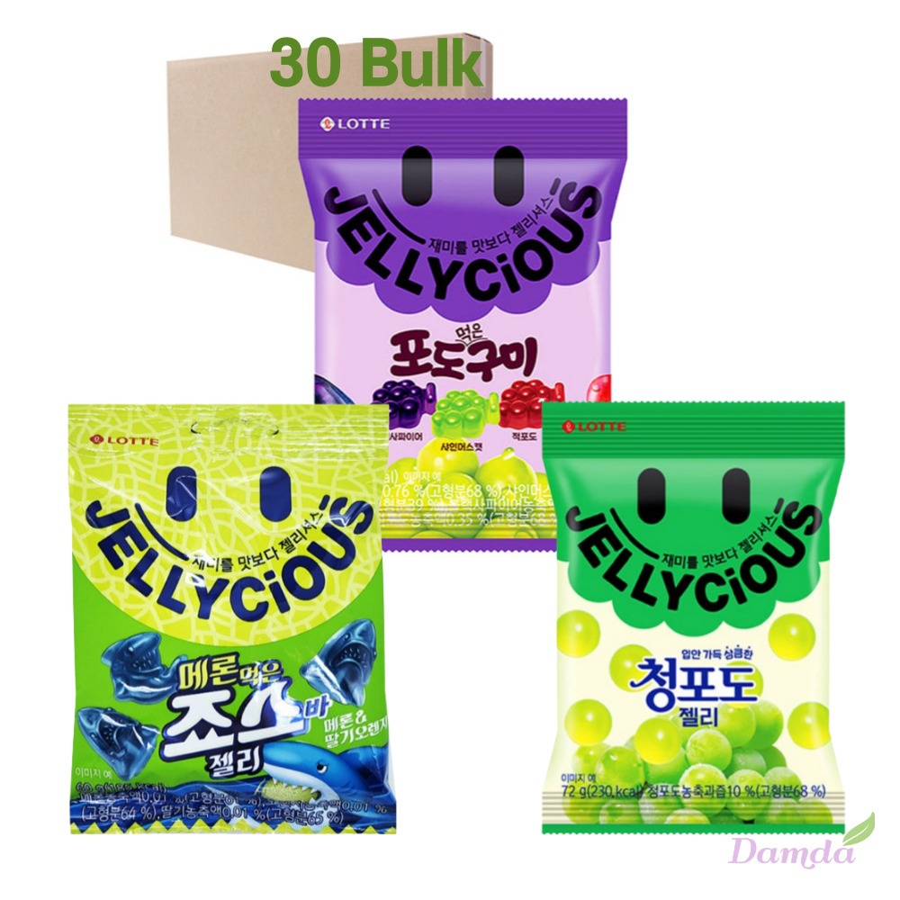 [LOTTE] Jellycious Grape Gummy Jelly Mix - Grape, Melon Shark, Green ...