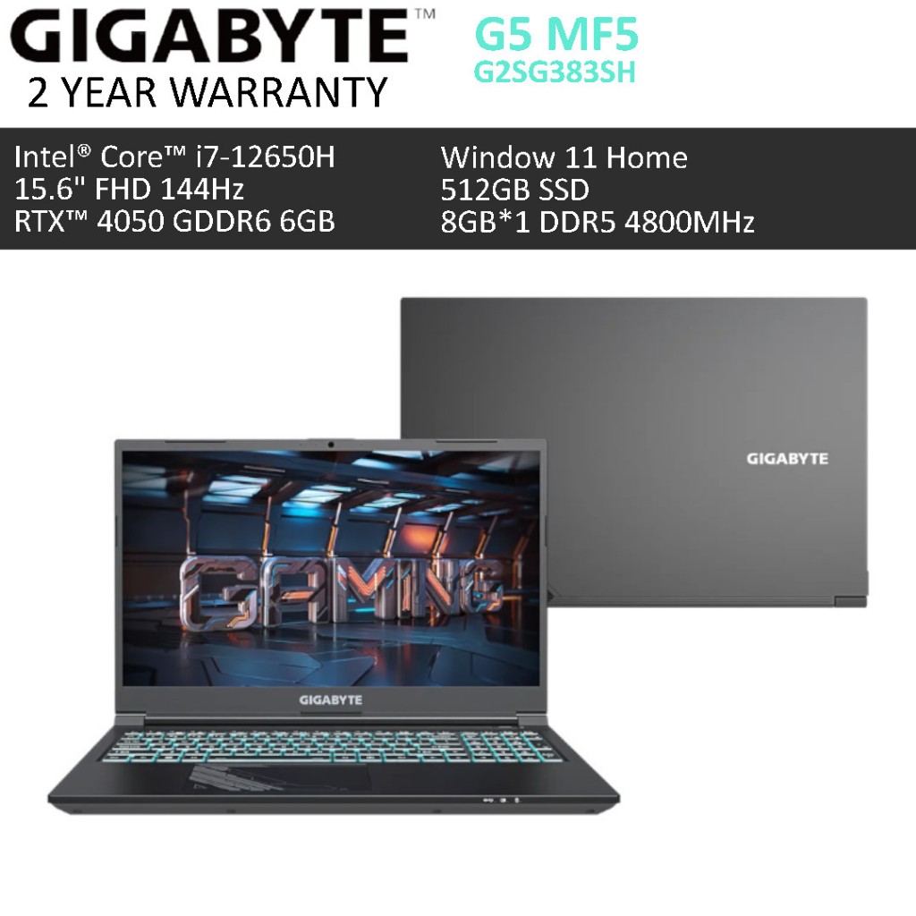 GIGABYTE G5 MF5 Gaming Laptop 15.6 FHD 144Hz | RTX 4050 GDDR6 6GB ...