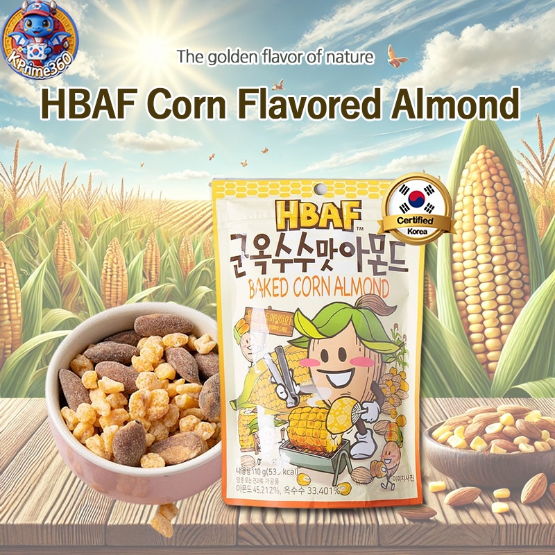 HBAF Baked Corn Almond 110g - Crunchy Snack with Sweet Corn Flavor ...