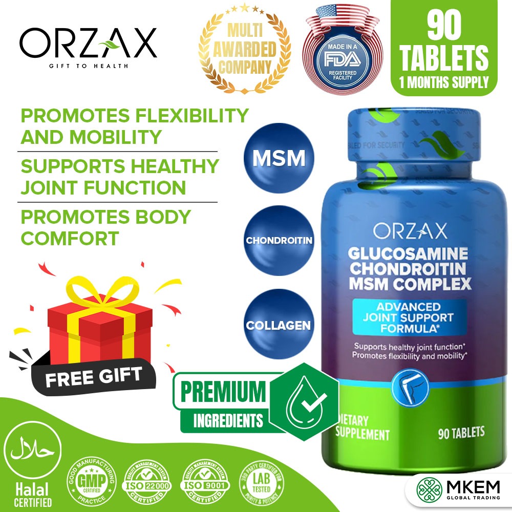 ORZAX Halal Glucosamine Chondroitin MSM Complex Joint Supplement with