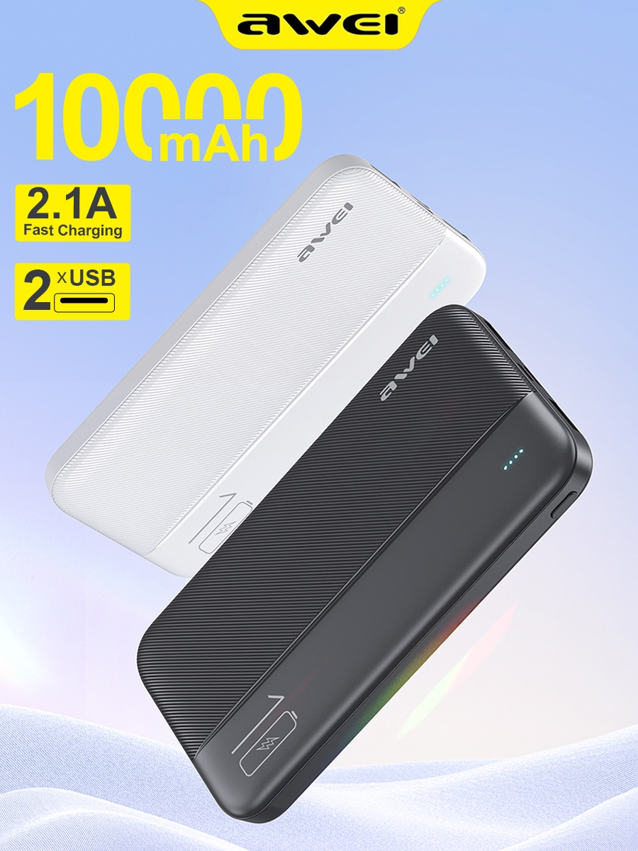 Awei P53K Power Bank 10000mAh Powerbank Fast Charging Portable Charger ...