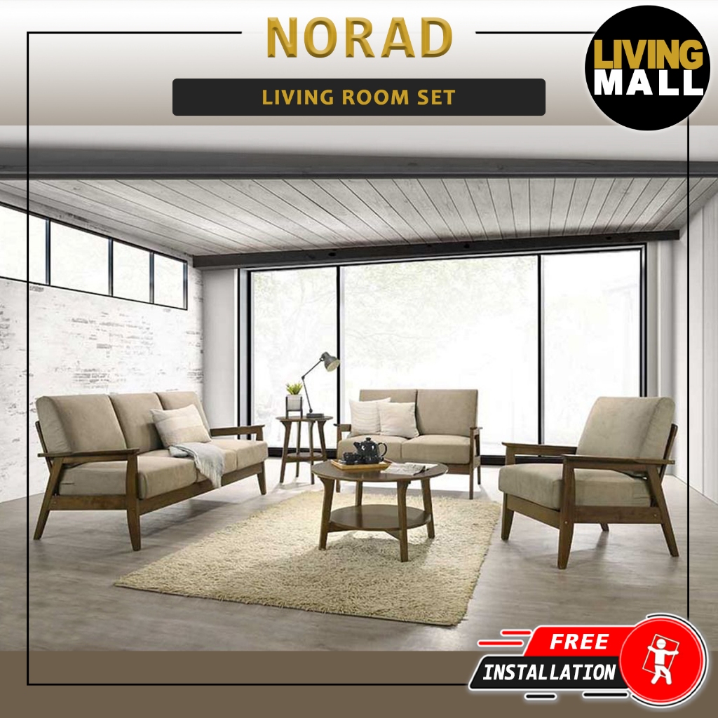 Living Mall Norad 1,2,3 Seater Sofa Set w/ Coffee Table Solid Wood