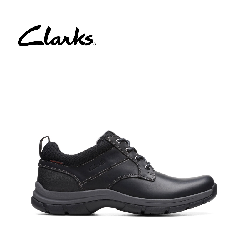 Clarks Mens Walpath Low GP Black Leather Shopee Singapore