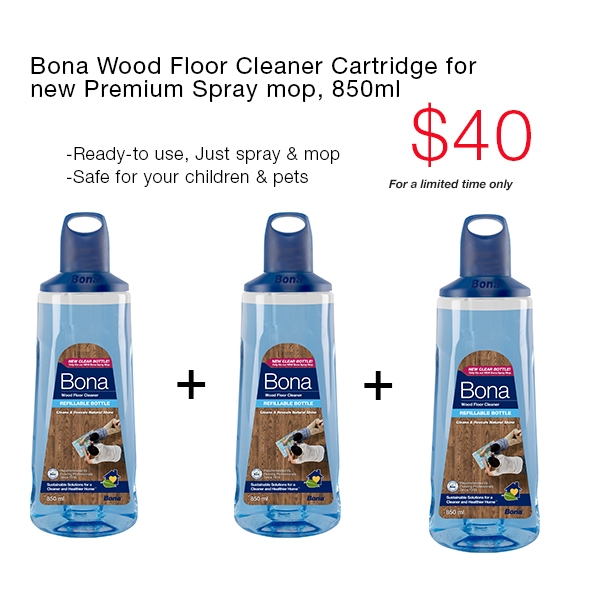 Bona Wood Floor Cleaner cartridge for new Premium Spray Mop, 850ml