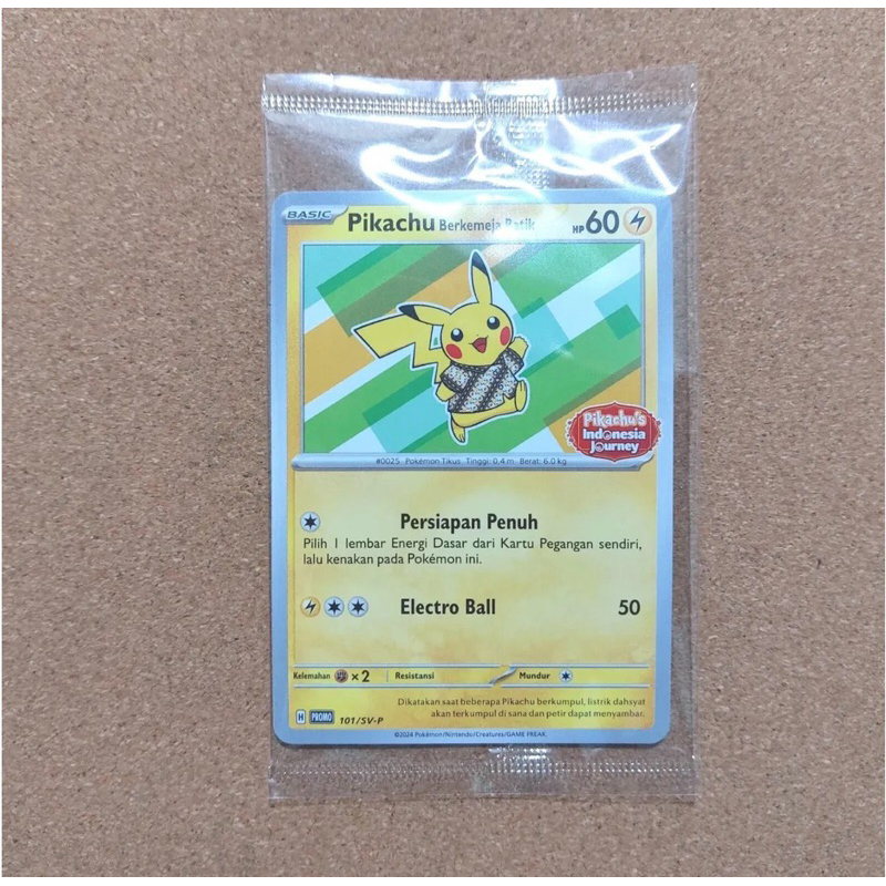 Authentic Pokemon TCG Pikachu Berkemeja Batik 101/SV-P Exclusive