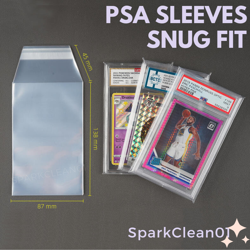100 Pro Safe Clear Perfect Fit Card Sleeves For PSA Graded Cards - Protective Team Set Bags
