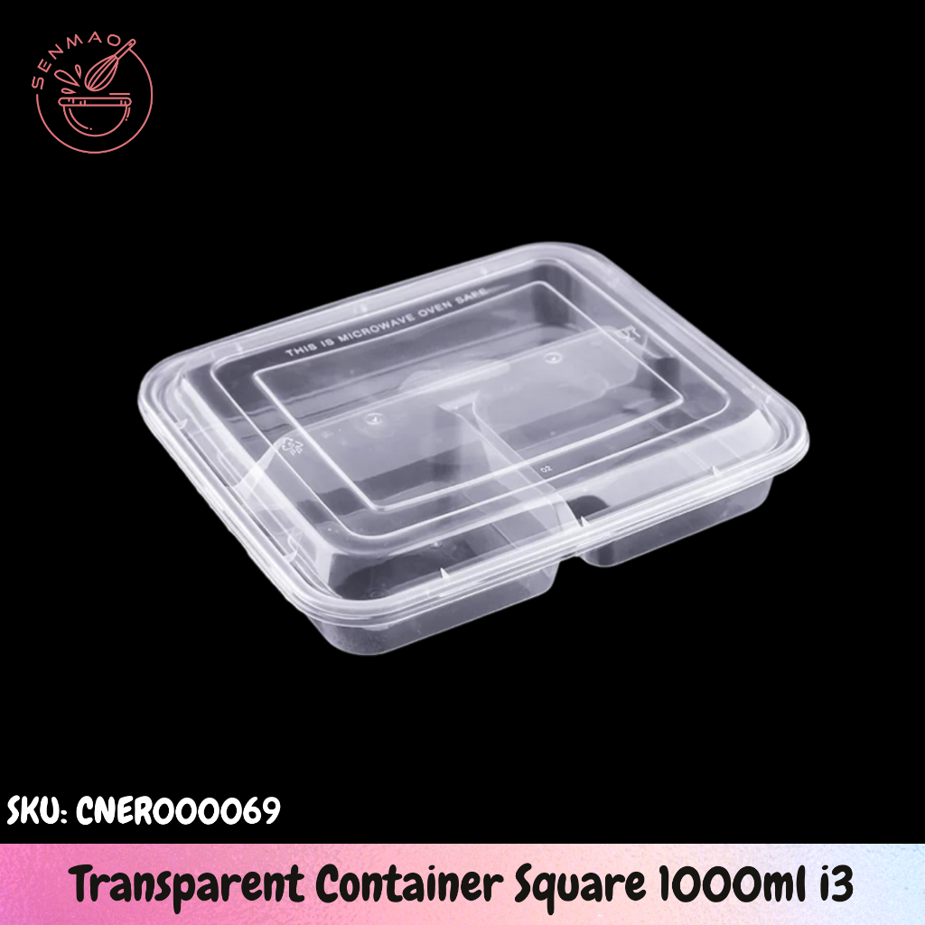 [SG Seller] 10pcs 1000ml i3 Transparent Container Square/Take Away Food ...