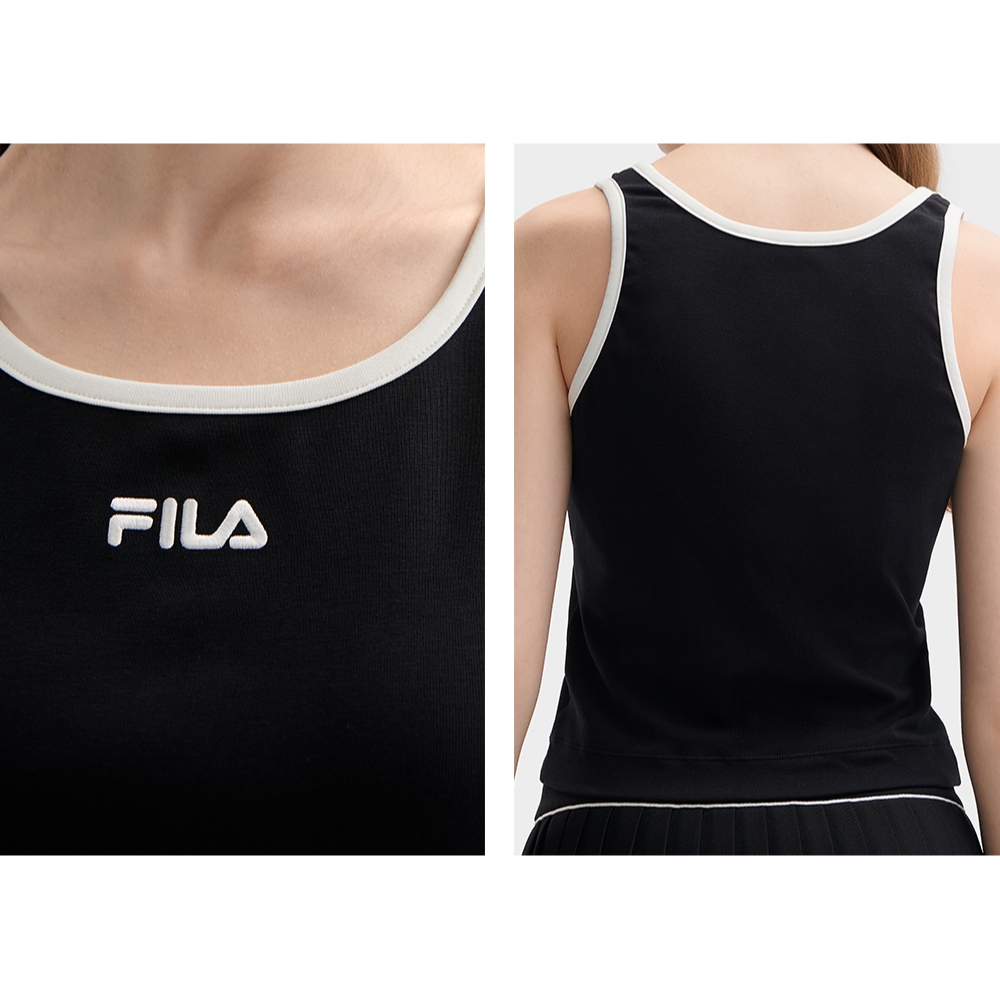 FILA CORE WHITE LINE FILA ORIGINALE Women Cotton Vest Ribbed Tank Top Black White Shopee Singapore