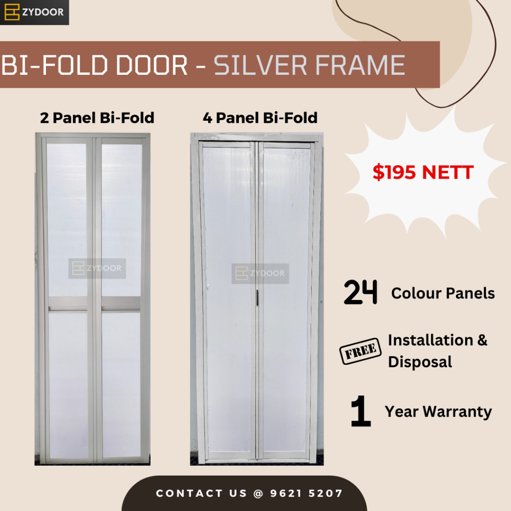 BiFold Toilet Door Silver Frame (Toilet/Kitchen/Storeroom) | Shopee ...