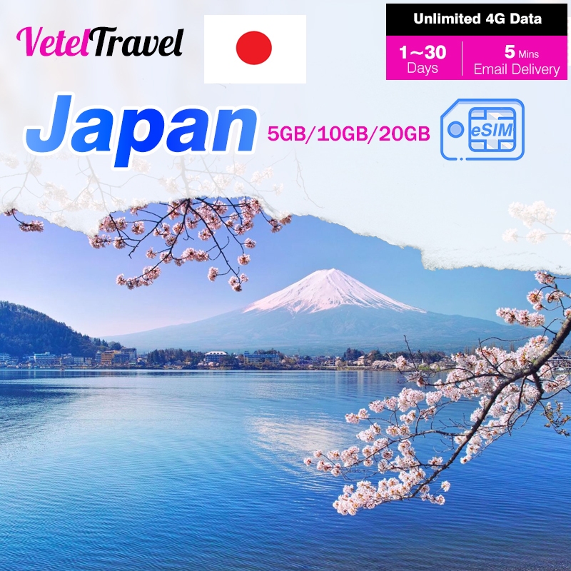 Japan 5/10/20GB eSIM Card Unlimited 4G Data 1-30 Days | Shopee Singapore
