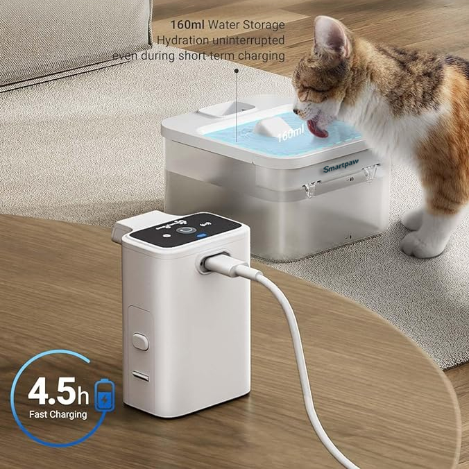 Smartpaw Wireless Pet Water Fountain Gen 2 Rechargeable Battery Motion Sensor High Filtration for Cats Dogs Shopee Singapore