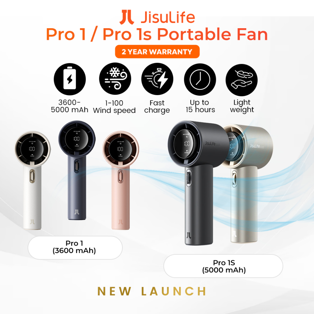 JISULIFE Portable Handheld Fan Pro1/Pro1S 100 Gear Wind Speed Mini ...