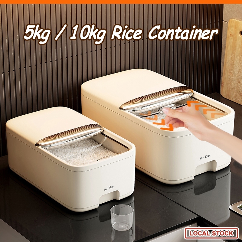 5kg 10kg Rice Container Rice Storage Box Bucket Dispenser Kitchen ...