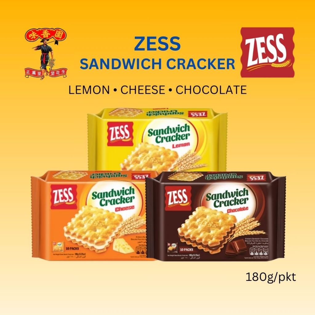 ZESS Sandwich Cracker 180g (Cheese / Lemon / Chocolate) | Shopee Singapore