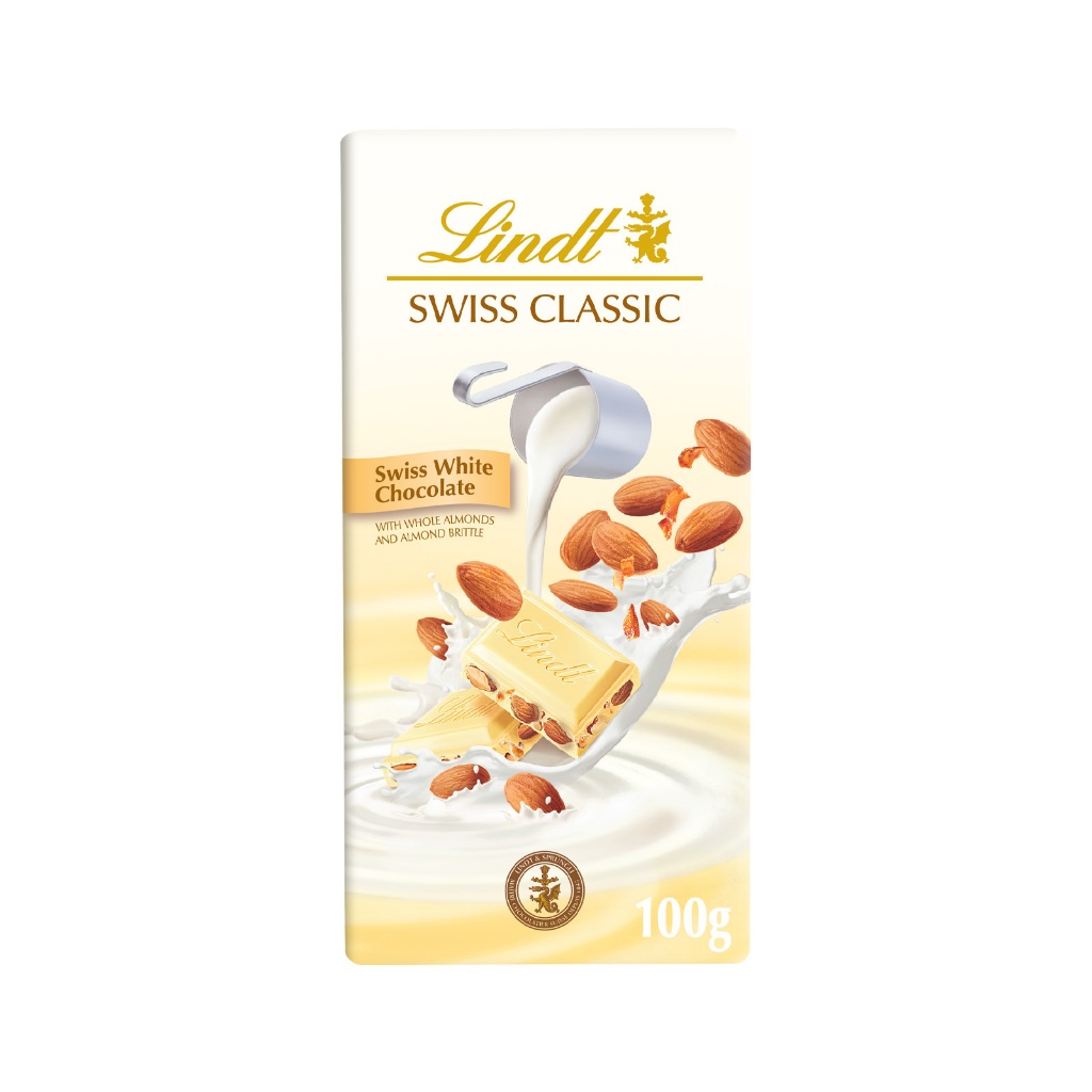 Lindt SWISS CLASSIC White Almond Chocolate Bar 100g | Shopee Singapore