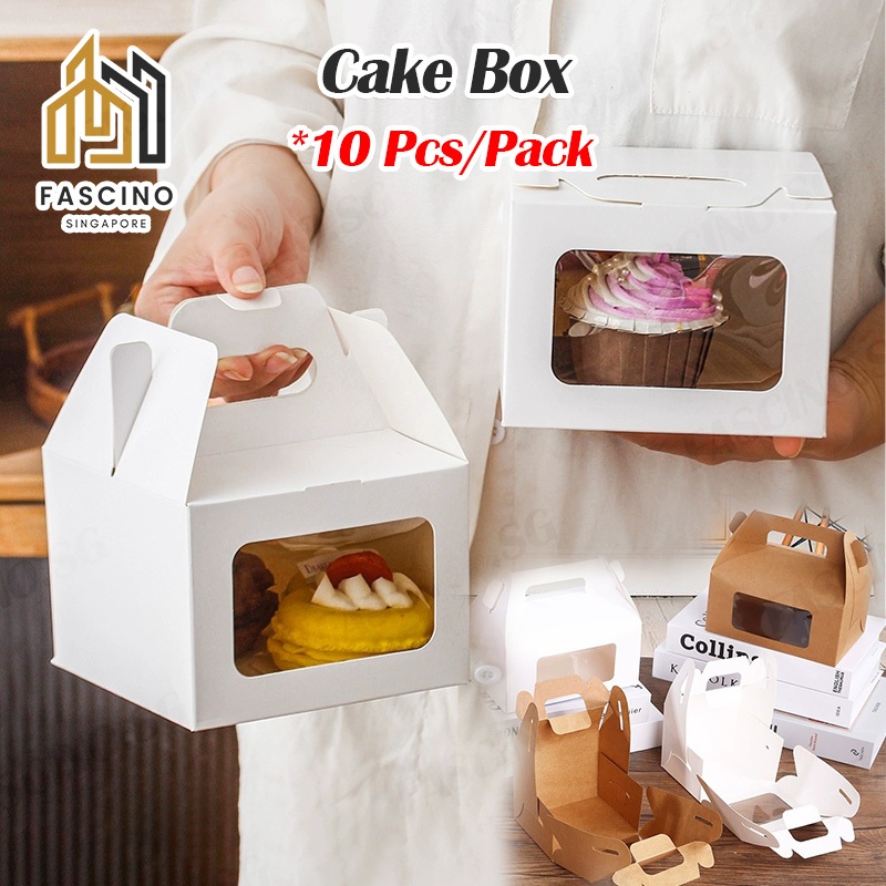 【SG】3/4in Window Handle Cake Box 10PCS Swiss Roll Cake Box with Insert ...