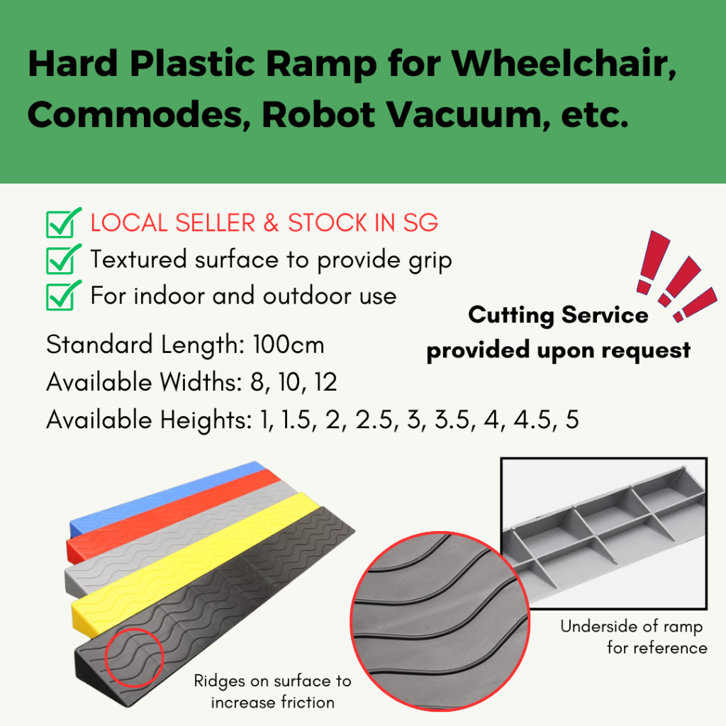 Hard Plastic Ramp for Wheelchairs, Commodes, Robot Vacuums, etc ...