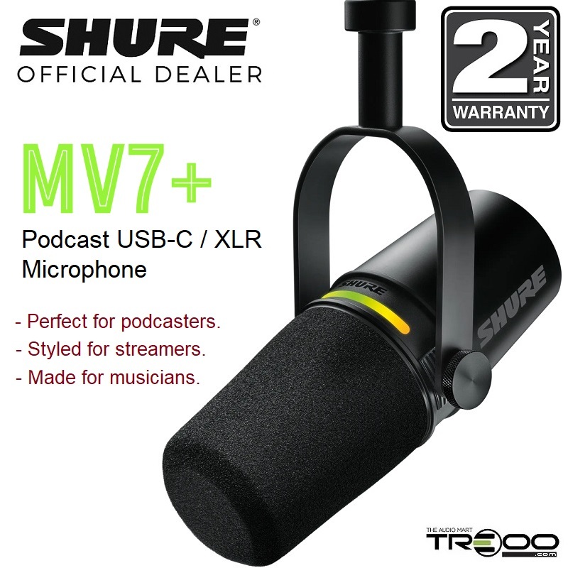 Shure MV7+ Cardioid Dynamic Professional Podcast USB-C / XLR Microphone ...