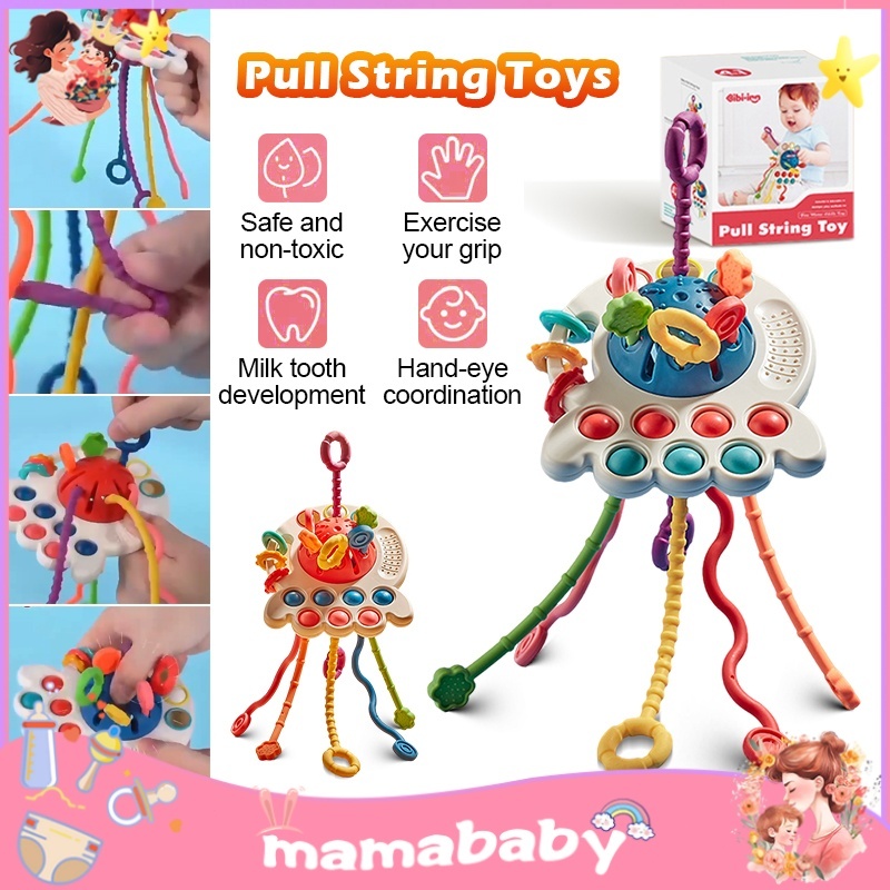 【SG 】3 In 1 Baby Montessori Pull String Sensory Toys/Baby Soft Finger ...