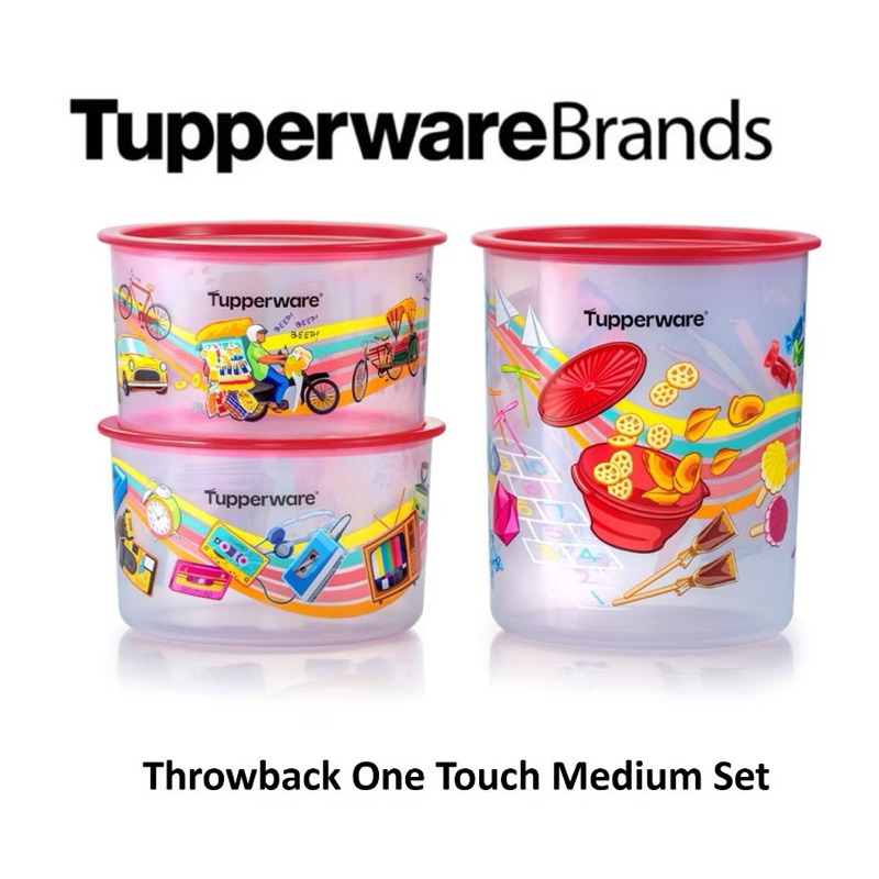 💯 TUPPERWARE 🔥Throwback One Touch Medium Set (3pcs)🔥 | Shopee Singapore
