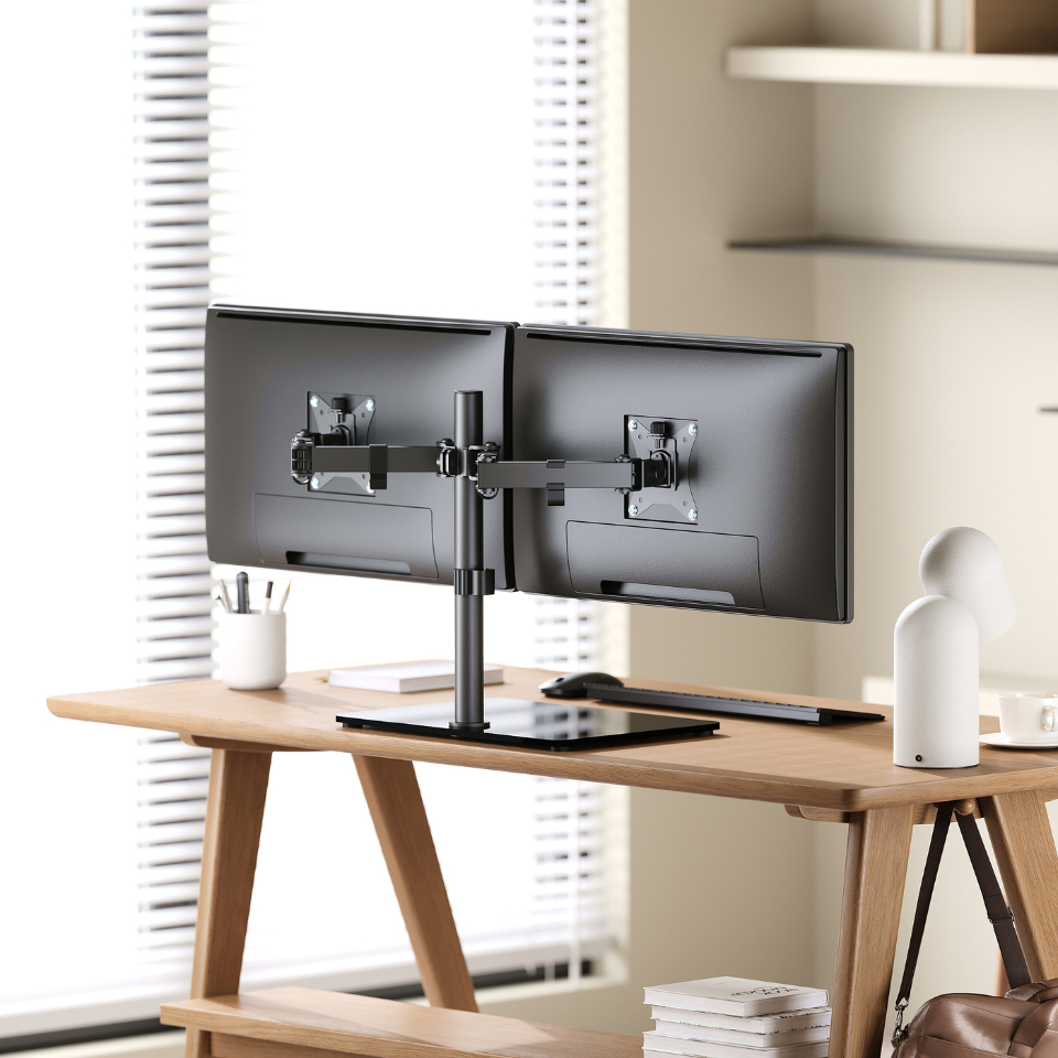 the Aryl™ Premium Dual-Monitor Steel Articulating Monitor Stand ...