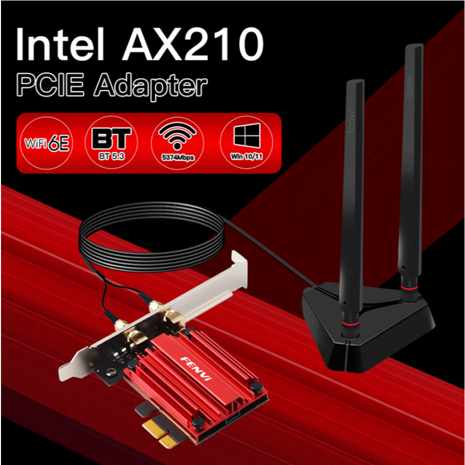 WiFi 6E AX210 5374Mbps Tri Band 2.4G/5G/6Ghz Blue-tooth 5.3 Wireless ...