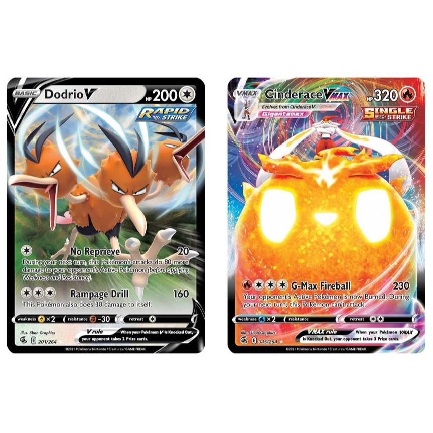 English Pokemon Card Dodrio V - 201/264 /Cinderace VMAX - 045/264 - Ultra  Rare Sword & Shield: Fusion Strike Singles | Shopee Singapore