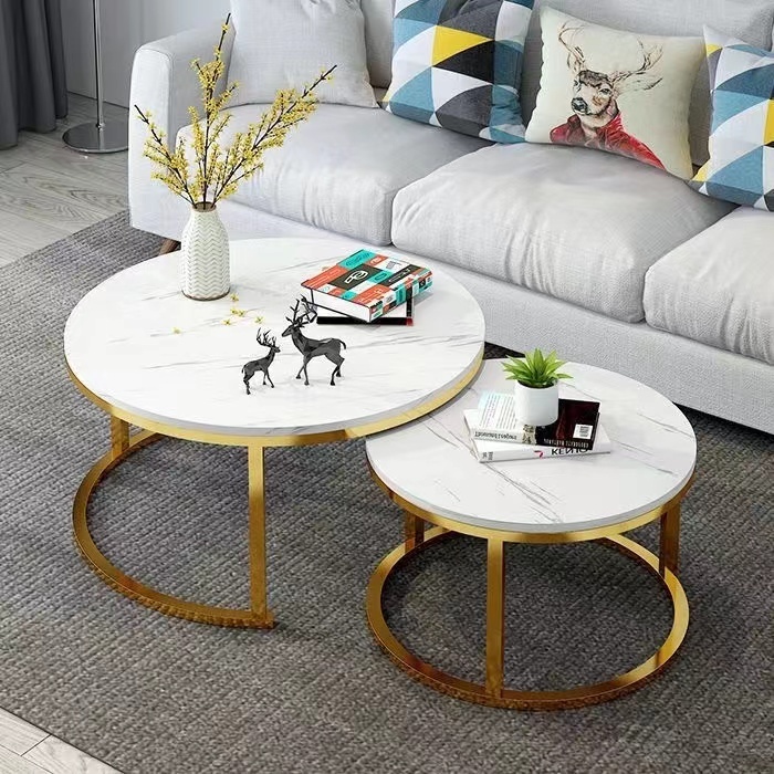 【Ready Stock】Double Nordic Style Round Coffee Table/Modern Living Room ...
