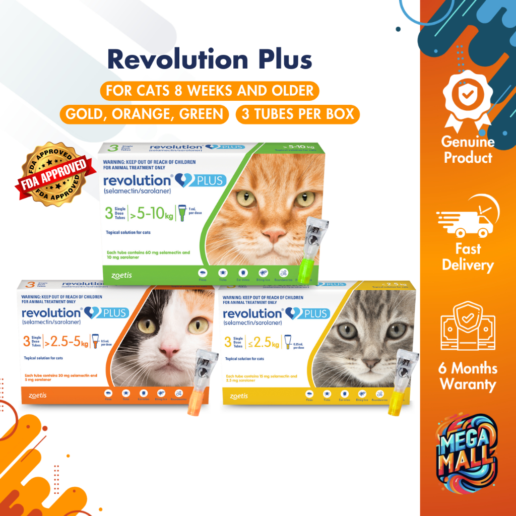 Revolution Plus x 3 tubes/box Effective Flea Tick Heartworm Treatment