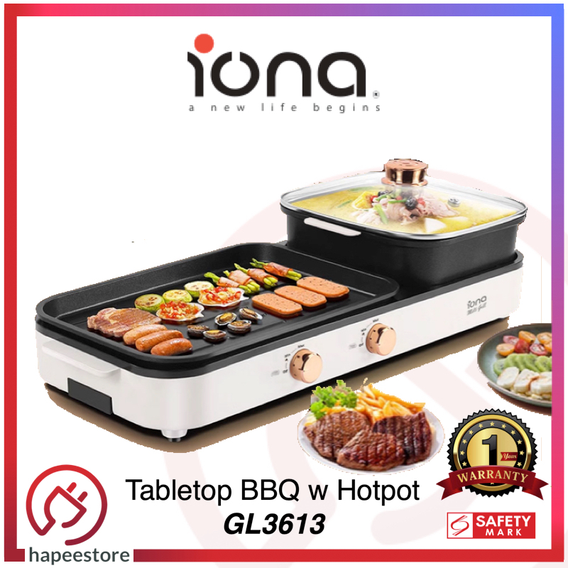 Iona Tabletop BBQ Grill With Yuan Yang Hotpot Steamboat - GL3613 (1 ...