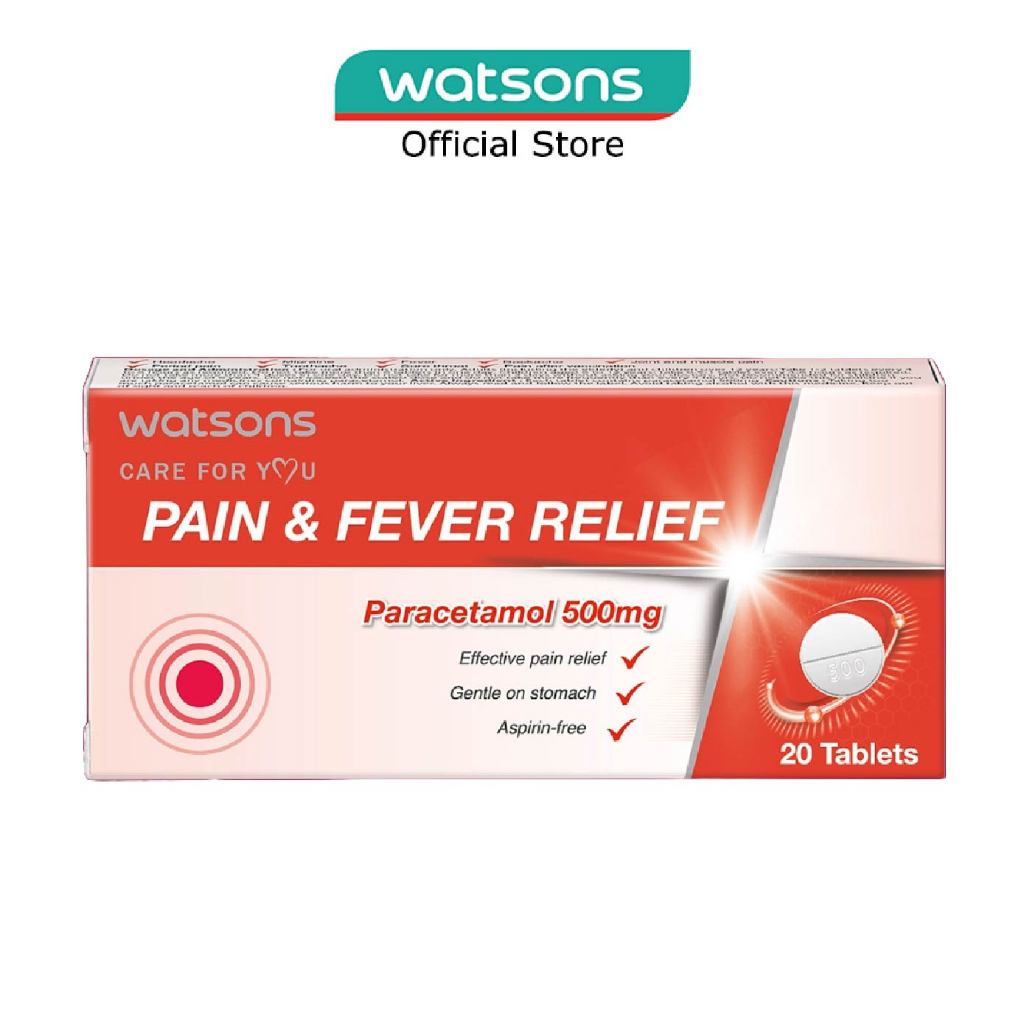 WATSONS Pain & Fever Relief Paracetamol 500mg (Effective Pain Relief ...