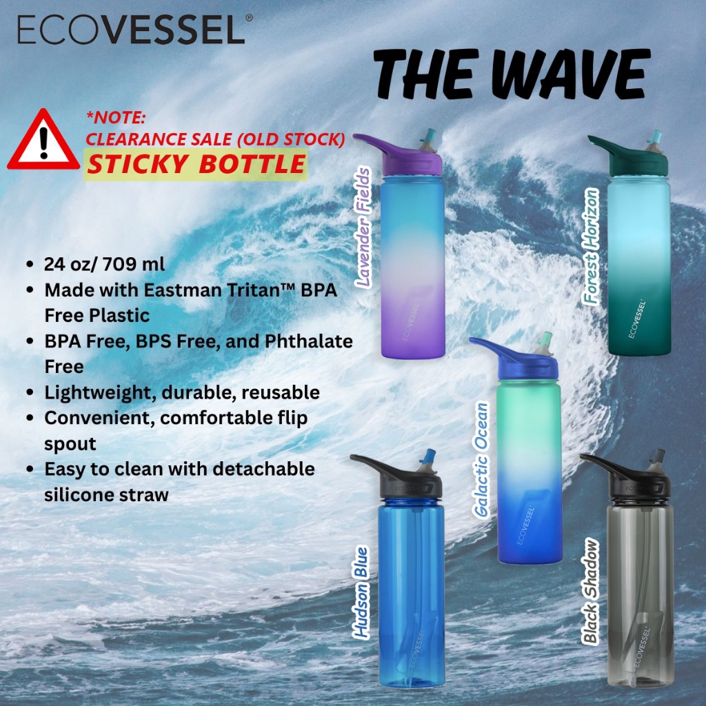 ECOVESSEL THE WAVE - BPA Free Plastic Sports Water Bottle With Straw ...