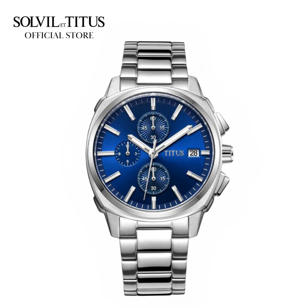 Solvil et Titus Modernist Chronograph Quartz in Blue Dial and Stainless Steel Bracelet Men Watch W06 03308 001 Shopee Singapore