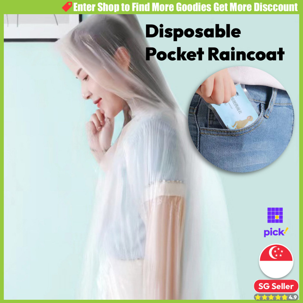 🇸🇬SG Seller | Disposable Pocket Raincoat Unisex Universal Size Rain ...