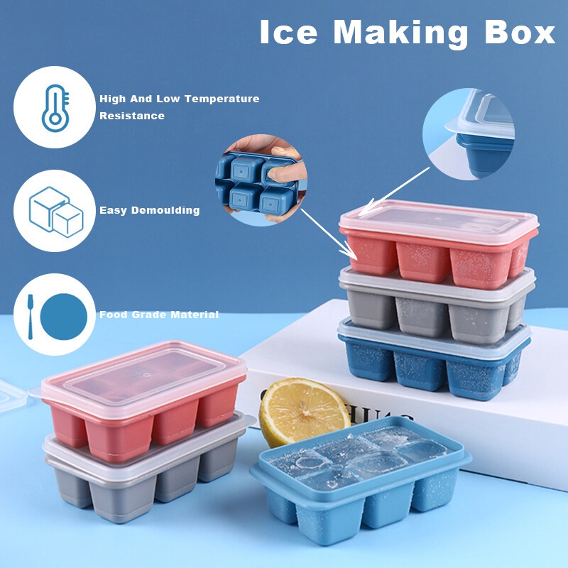 Frozen silicone 6 grid ice mold home tray ice box Quick frozen jelly ...