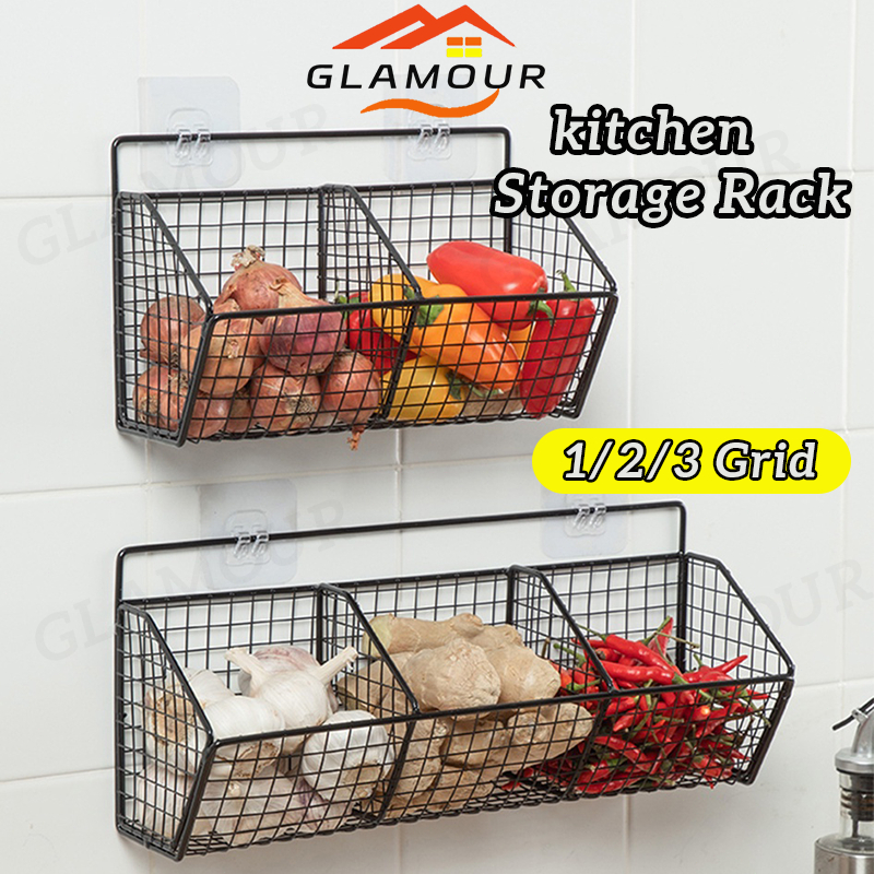 [SG] Onion Rack Onion Storage Basket Kitchen Vegetable Rack Wall ...