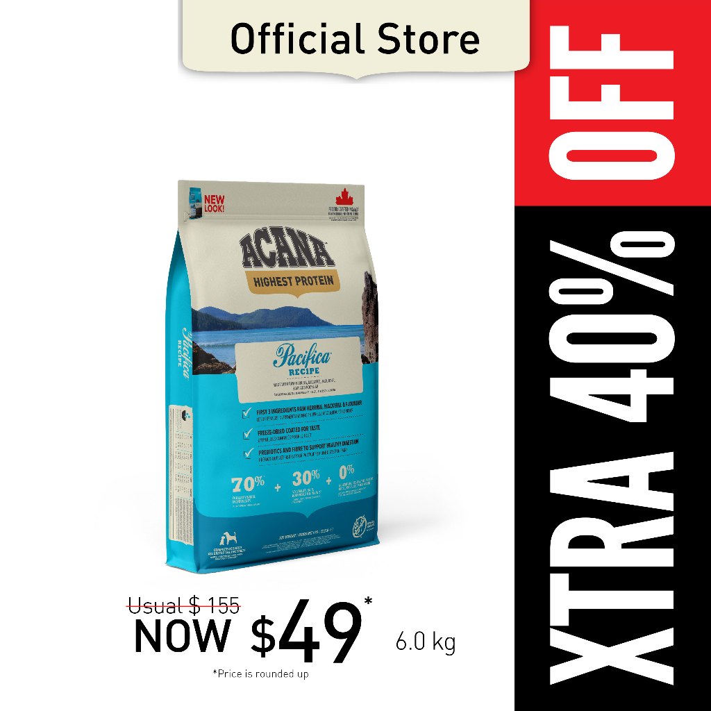 Xtra 40 OFF! ACANA Pacifica Dog Food 6 KG (Expiry date 15/06/24) NO
