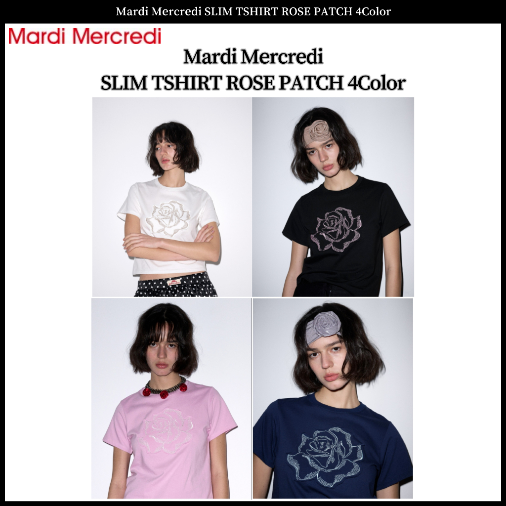 【Mardi Mercredi】SLIM TSHIRT ROSE PATCH Jual Mardi Mercredi Slim Tshirt Rose Patch - Pink Original
