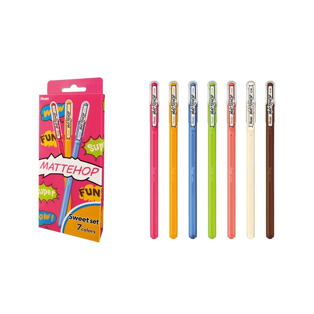 Pentel gelpen K110 Mattehop - V7STA Original Set van 7 | Be Creative Shop