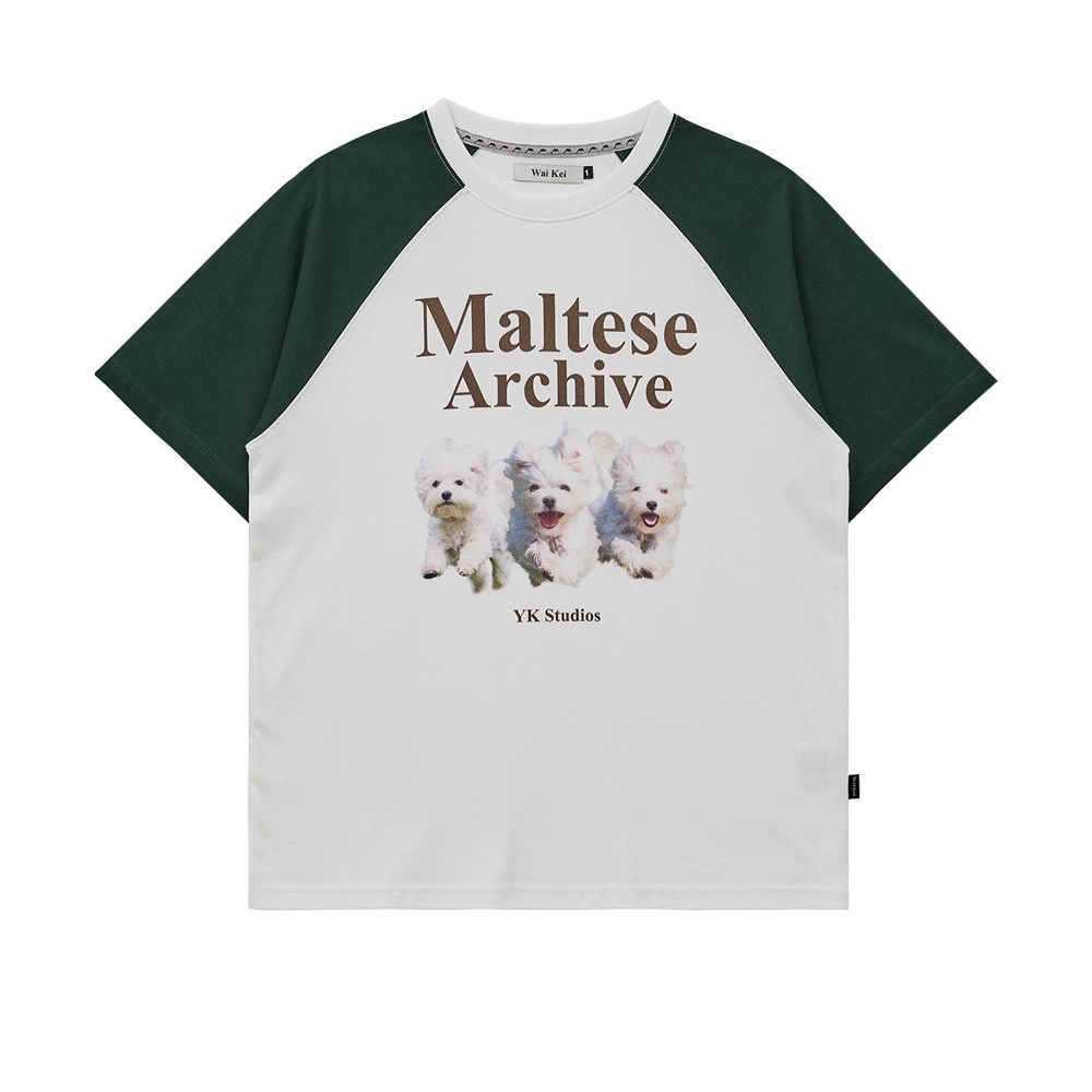 WAIKEI Maltese archive raglan half sleeve T-shirt | Shopee