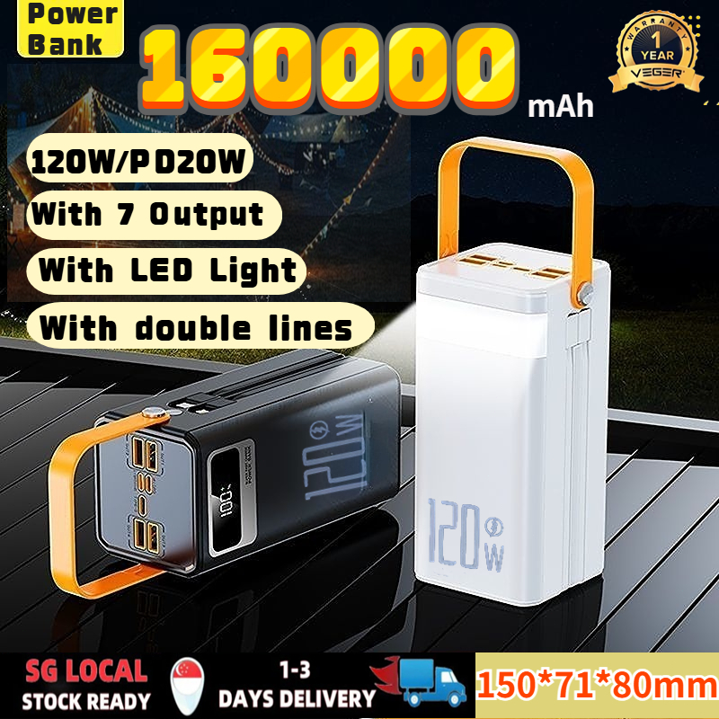 Camping Mobile Powerbank 160000mAh 120W Super Fast Charge With 2 Cable ...