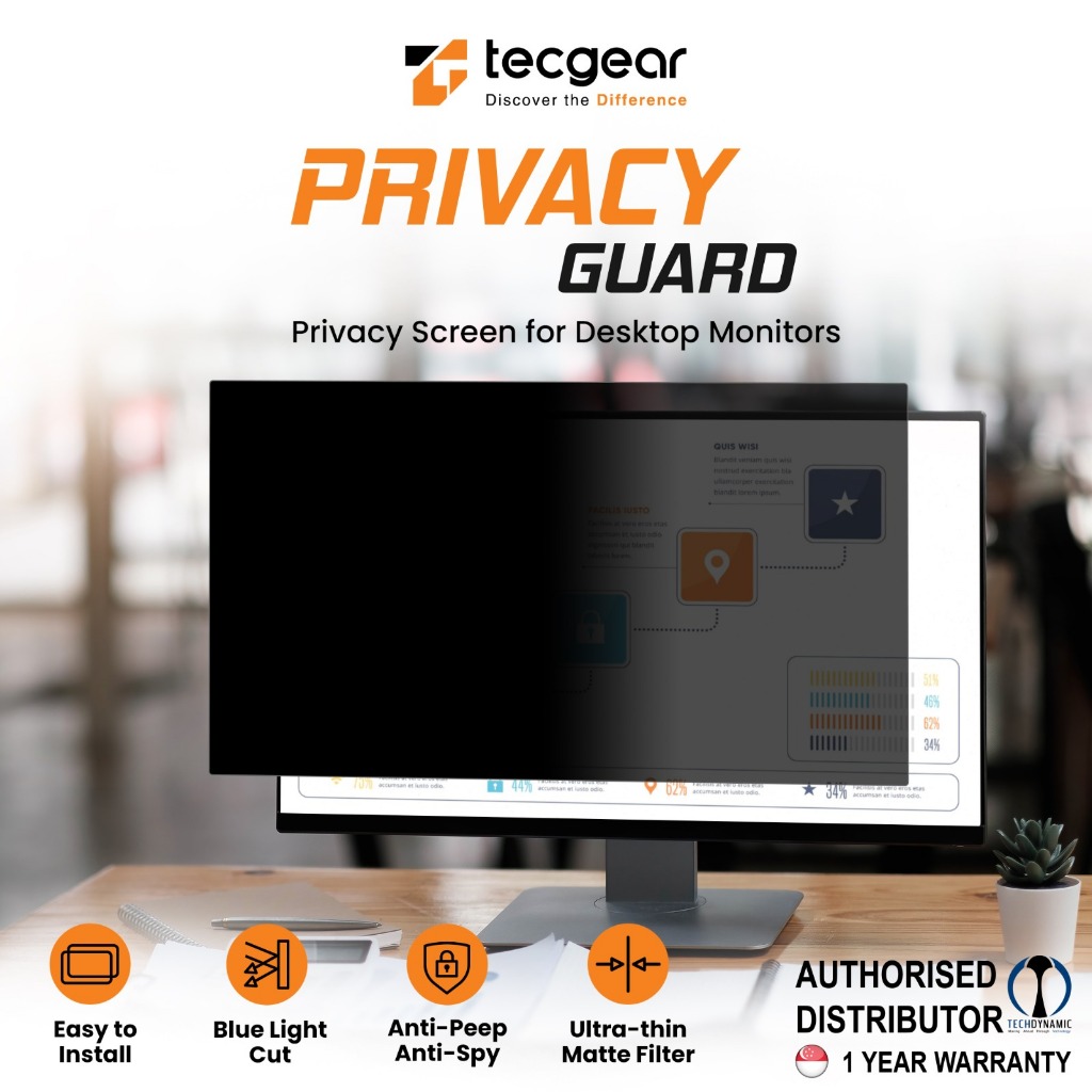 [SG LOCAL] Tecgear Privacy Screen Filter for Monitor 24inch, 27inch ...