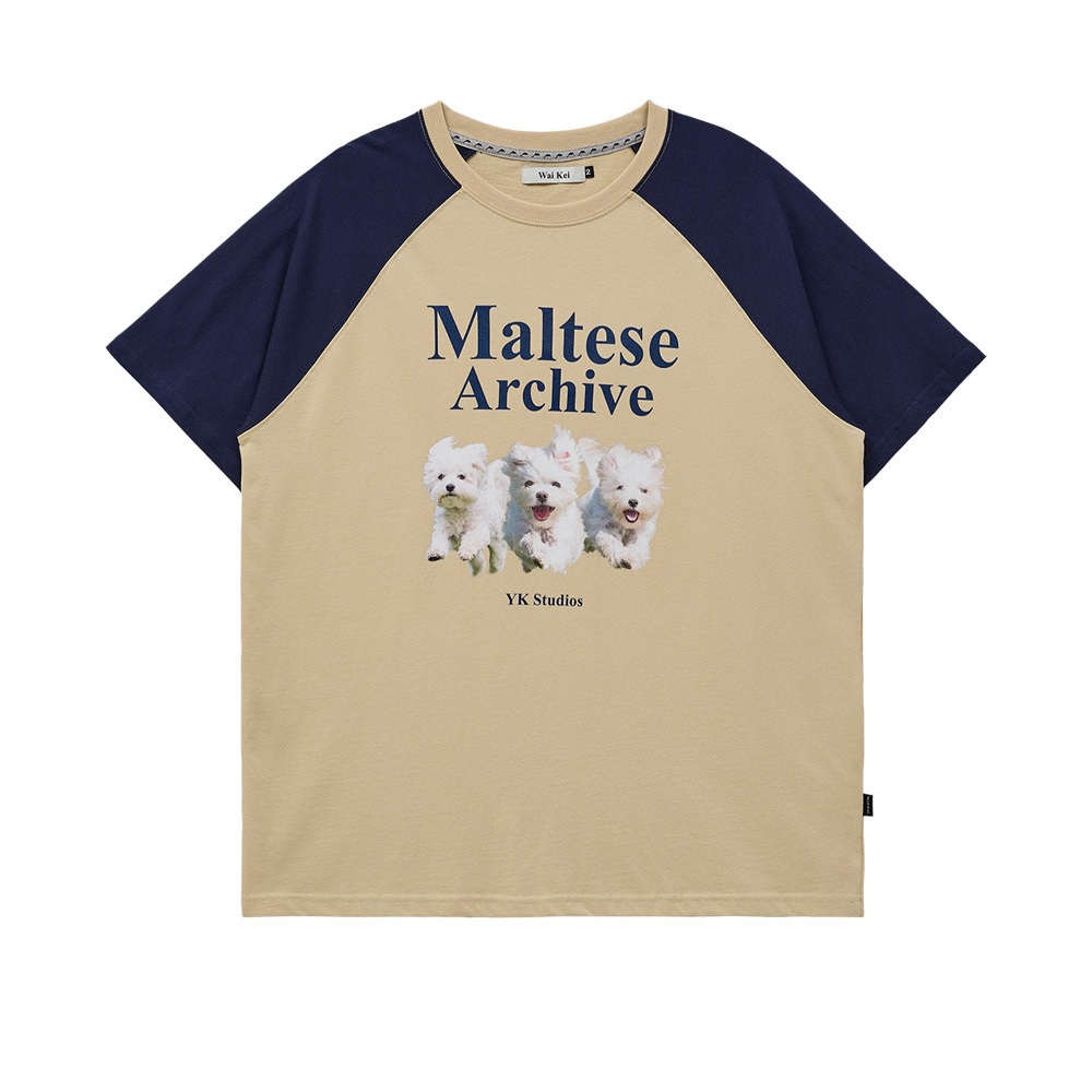 WAIKEI Maltese archive raglan half sleeve T-shirt | Shopee