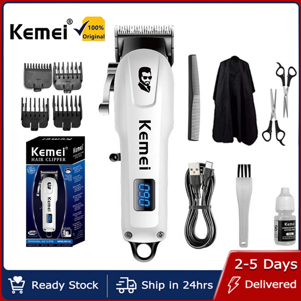 Kemei Professional LCD Electric Hair Clipper For Men Wireless Trimmer ...