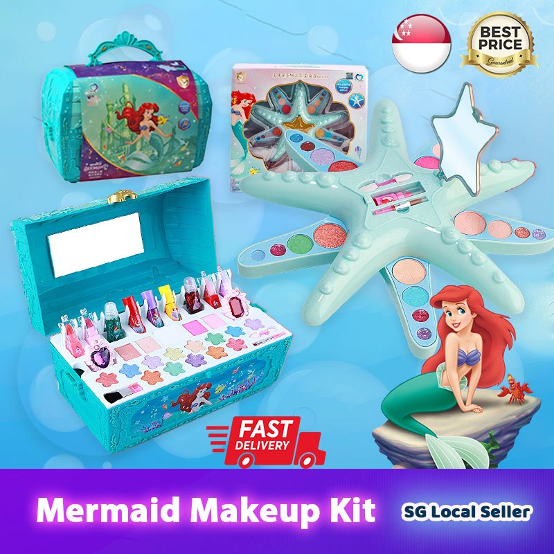 SG Stock】Mermaid Kids Non-toxic Make-up Kit🌸Children Pretend
