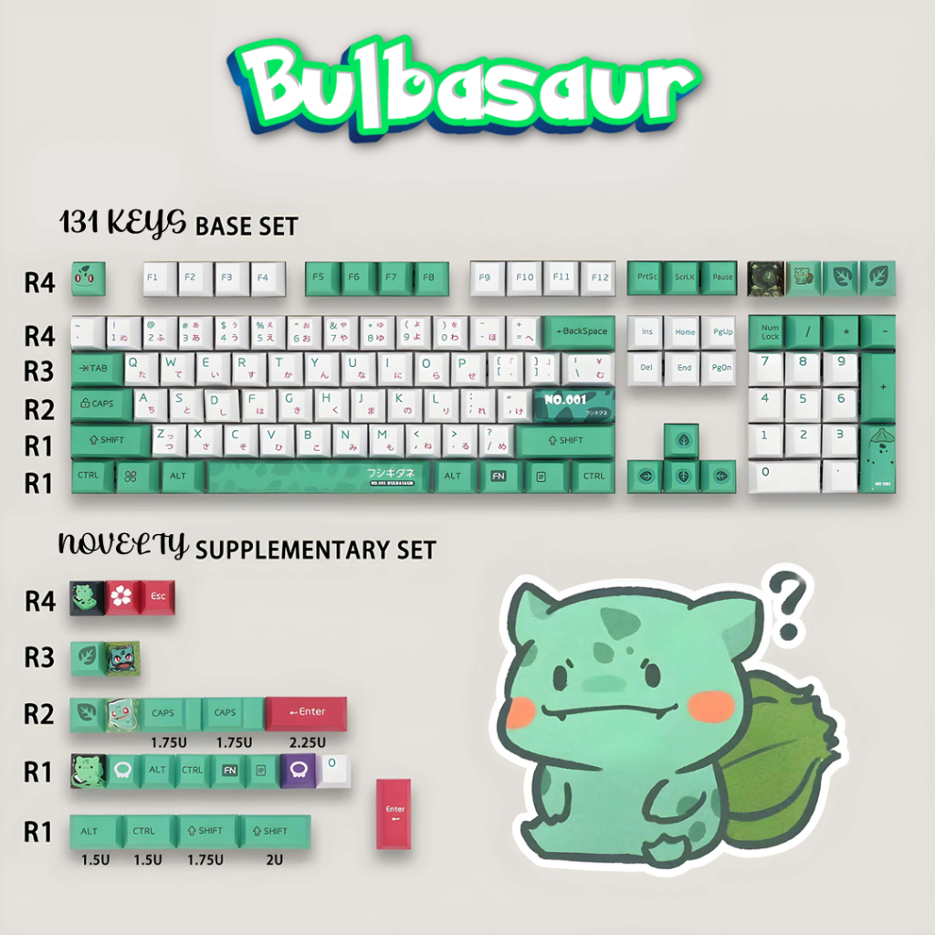 [SG] Pokemon Cute Pikachu Charmander Squirtle Bulbasaur Dye Sub PBT ...