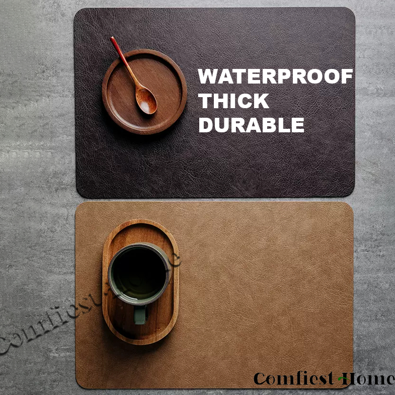 [SG Stock]Leather Waterproof Placemat Coaster,Washable Dining Table Mat ...