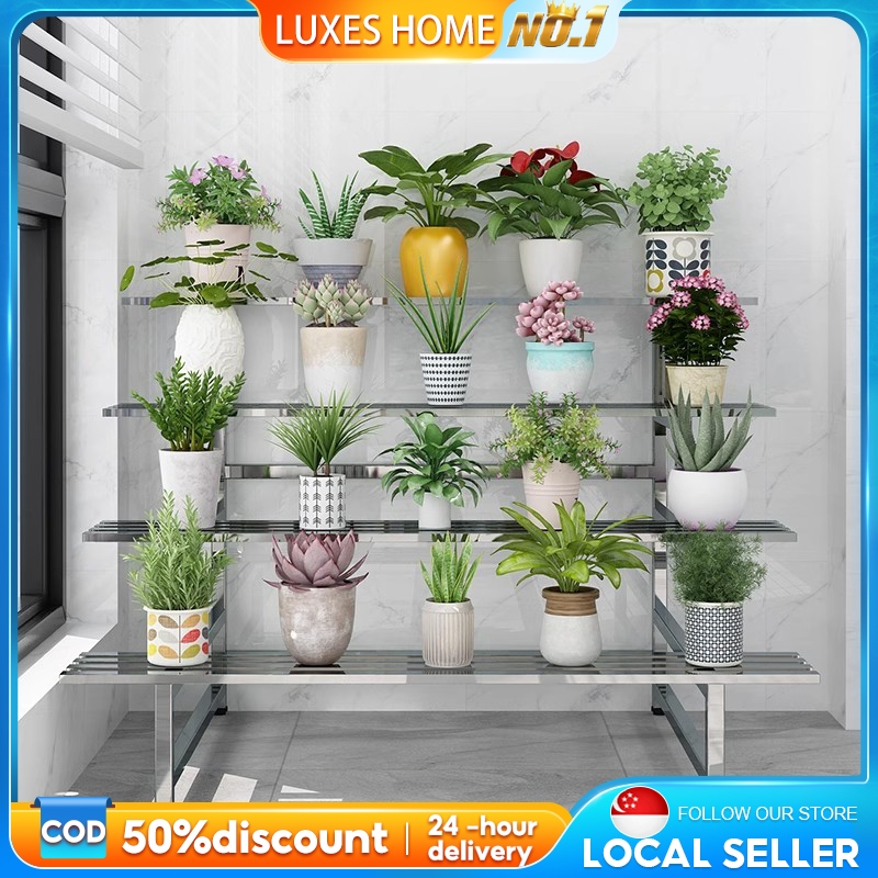 Stainless Steel Flower Rack Indoor/Outdoor Multi-Layer Display Flower ...
