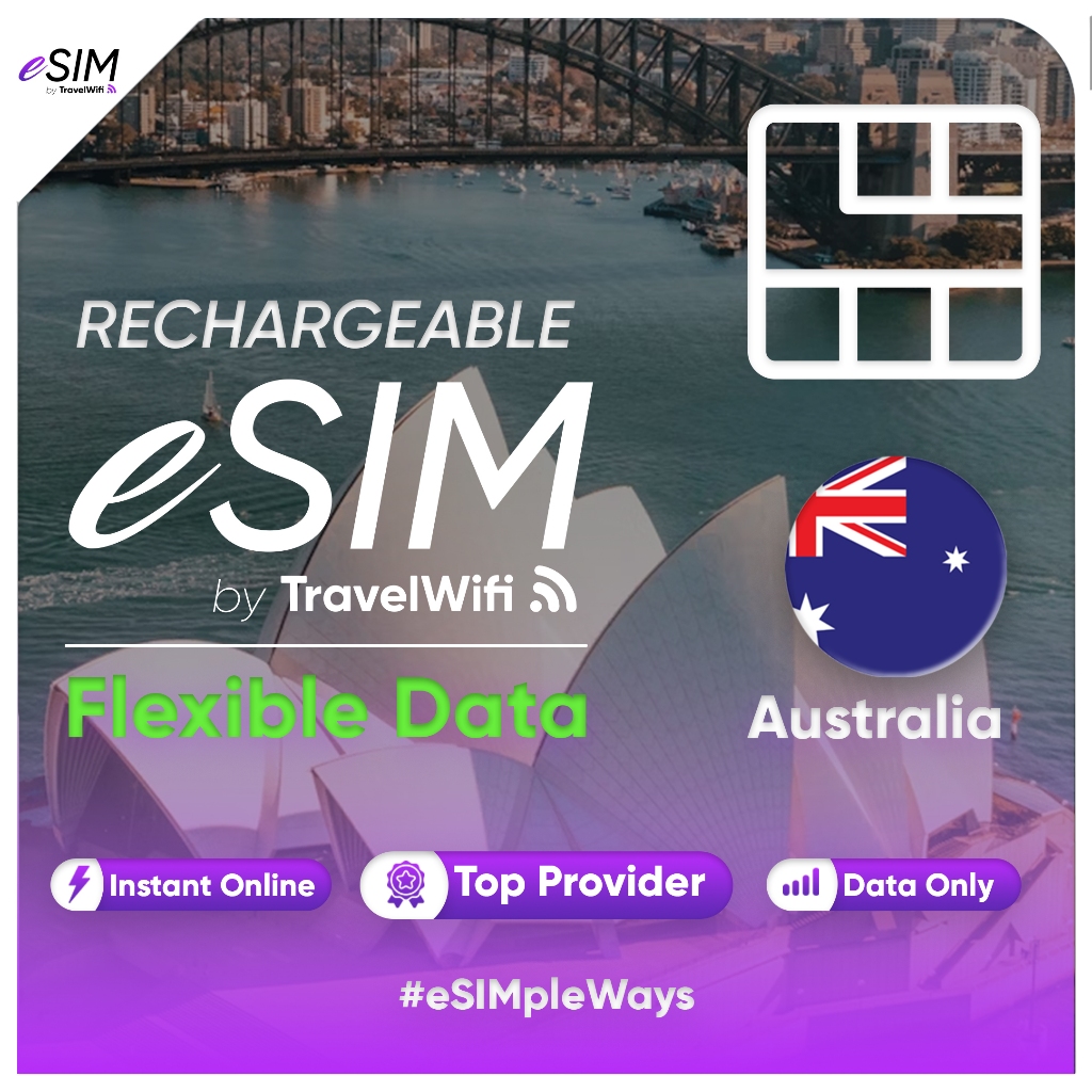 Australia eSIM Flexible Data Australia Travel eSIM Card eSIM Australia eSIM by TravelWifi