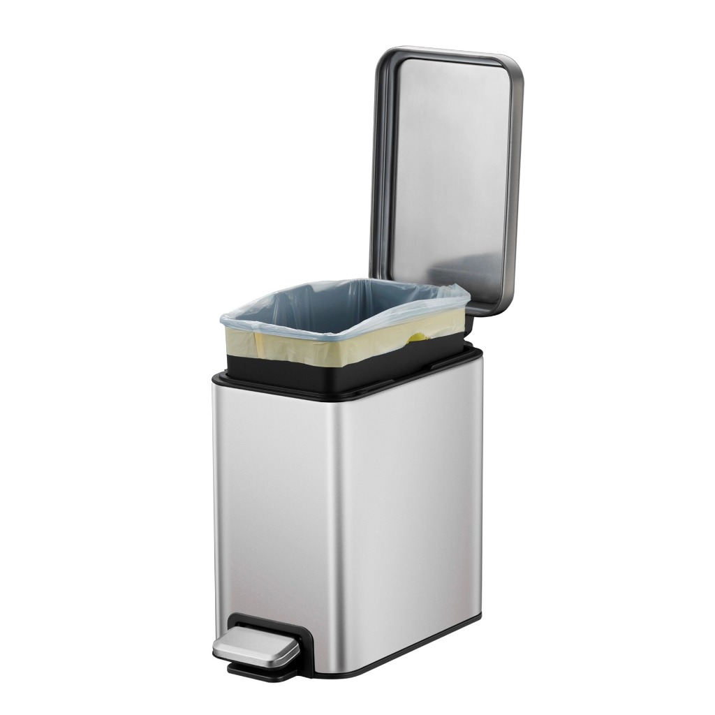 Eko Stella Slim Dustbin 6L Soft Closing Waste Bin Stainless Steel Step ...